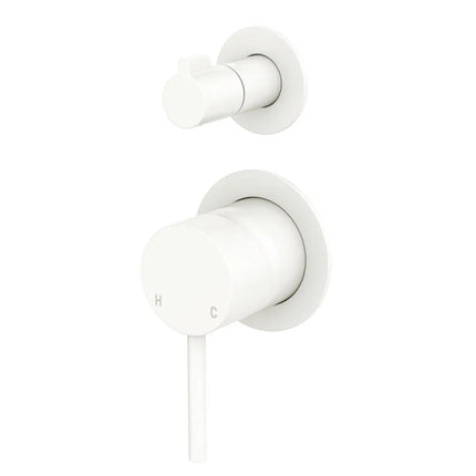 Kaya Wall Diverter Mixer Round Plate Matte White ,