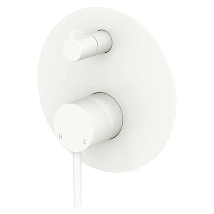 Kaya Wall Diverter Mixer Round Plate Matte White ,