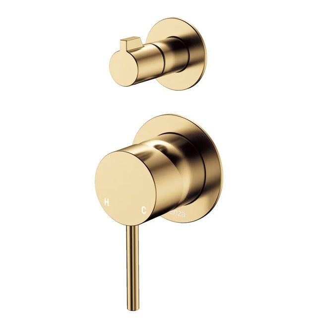 Kaya Wall Diverter Mixer Round Plate Brass Gold , Small Plate