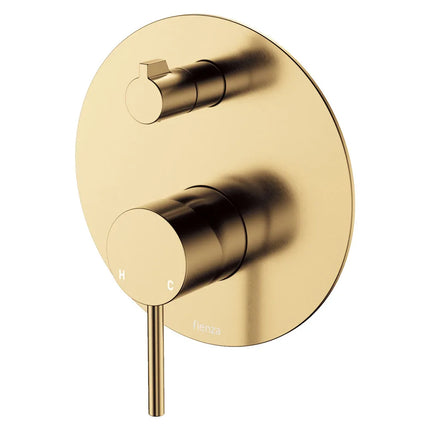 Kaya Wall Diverter Mixer Round Plate Brass Gold , Large Plate