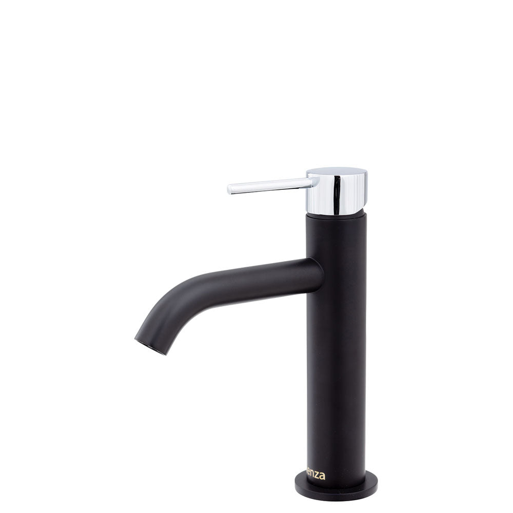 Fienza Kaya Basin Mixer Tap Matte Black with Chrome Handle ,