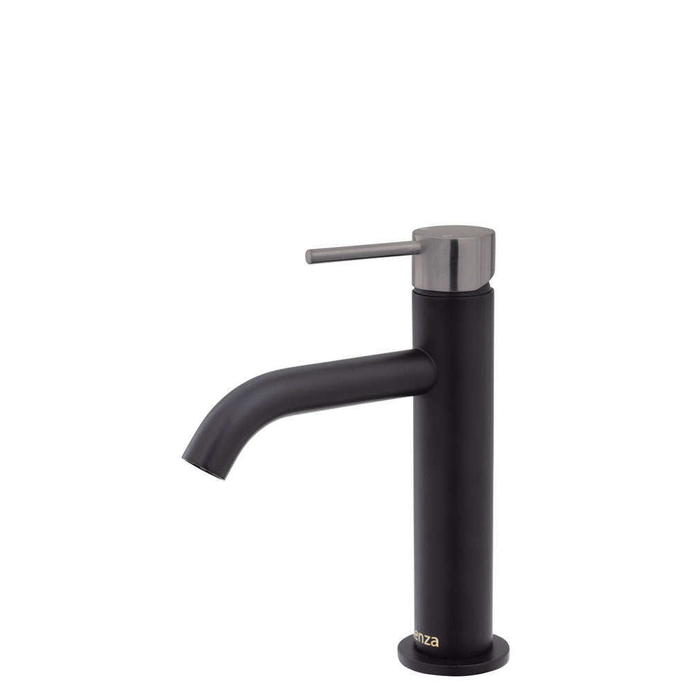 Fienza Kaya Basin Mixer Tap Matte Black with Gun Metal Handle ,