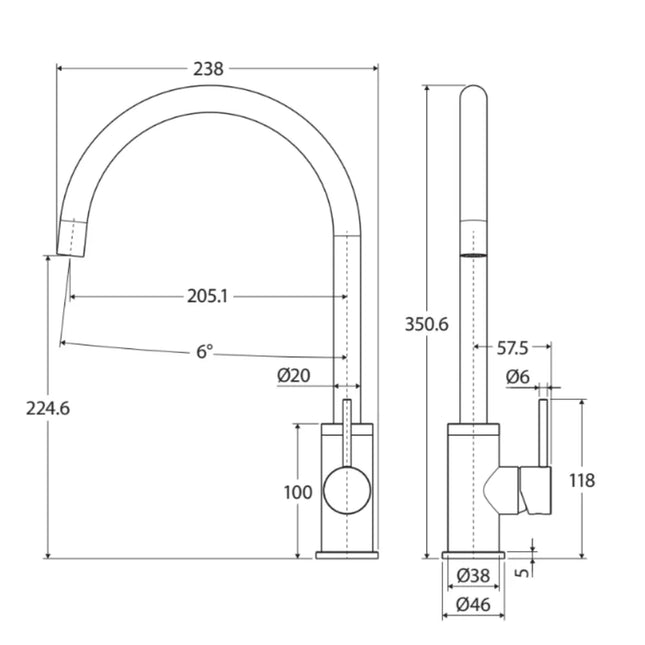 Kaya Sink Mixer Matte White ,