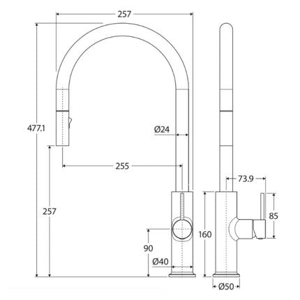 Fienza Kaya Pull Out Sink Mixer Brushed Copper