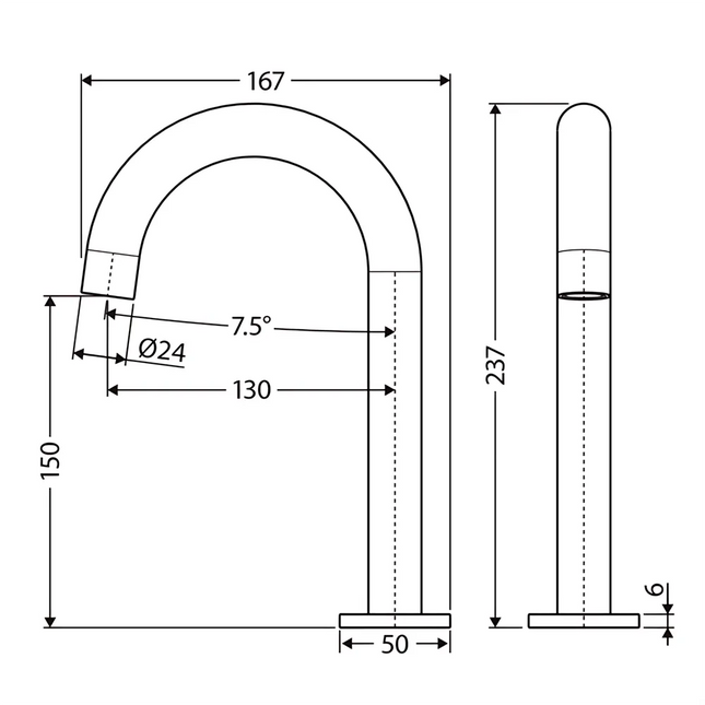 Fienza Kaya Hob-Mounted Basin/Bath Outlet Gun Metal Grey ,