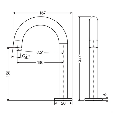 Fienza Kaya Hob-Mounted Basin/Bath Outlet Matte Black ,