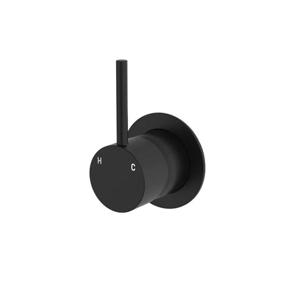 Fienza Kaya UP Wall Mixer Round Plate Matte Black , Small Plate