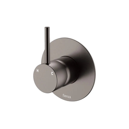 Fienza Kaya UP Wall Mixer Round Plate Gun Metal Grey , Large Plate