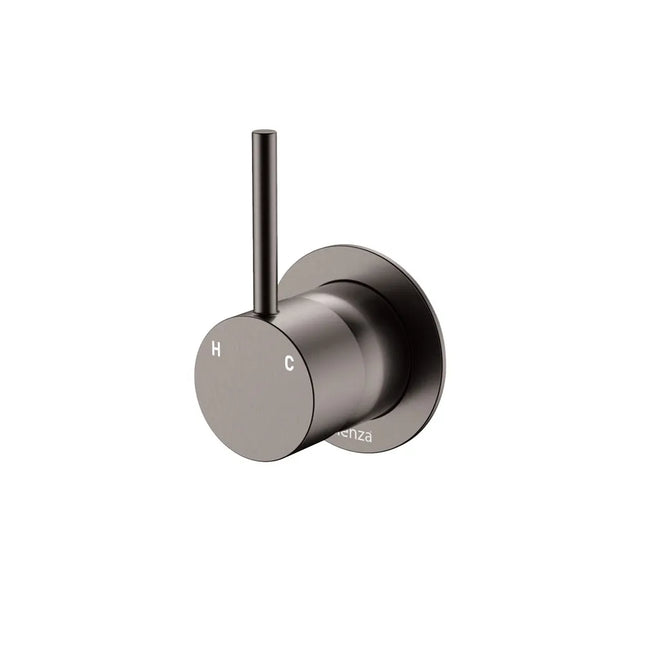 Fienza Kaya UP Wall Mixer Round Plate Gun Metal Grey , Small Plate