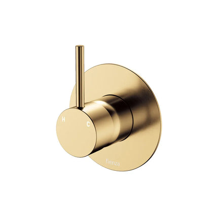 Fienza Kaya UP Wall Mixer Round Plate Brass Gold , Large Plate