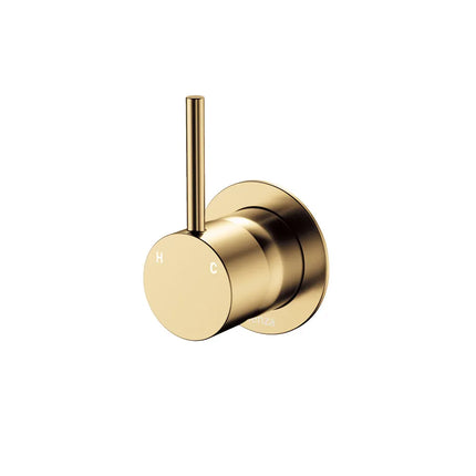 Fienza Kaya UP Wall Mixer Round Plate Brass Gold , Small Plate