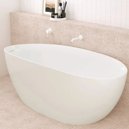 Fienza Kaya Wall Basin/Bath Outlet Matte White ,