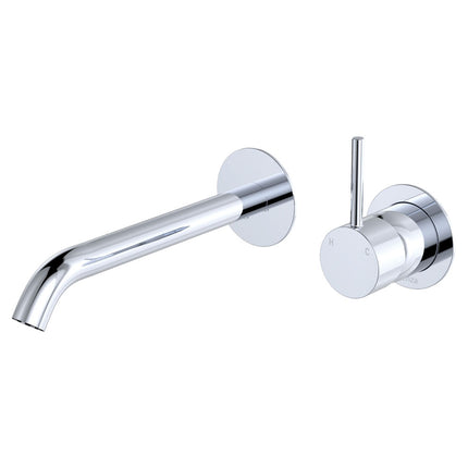 Fienza Kaya Up Wall Wall Basin Mixer Chrome, Round Plates , 200mm