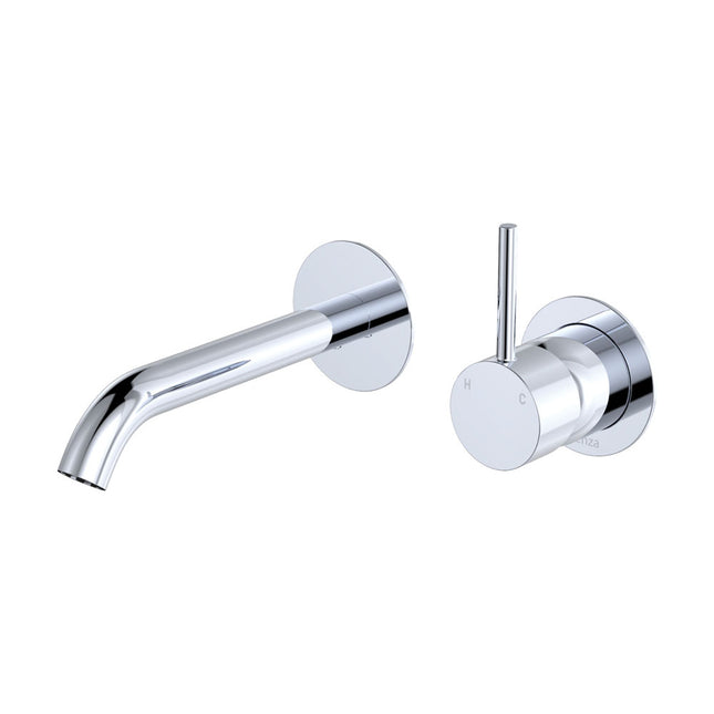 Fienza Kaya Up Wall Wall Basin Mixer Chrome, Round Plates , 160mm