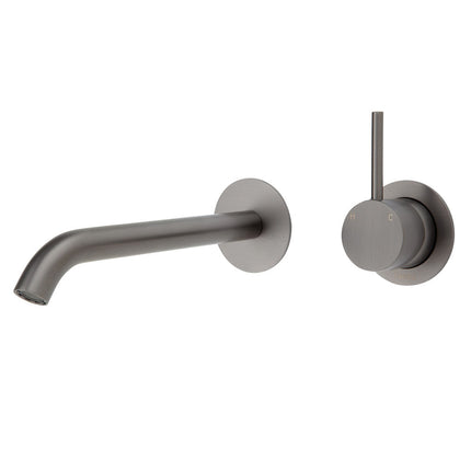 Fienza Kaya Up Wall Wall Basin Mixer Gunmetal Grey, Round Plates ,