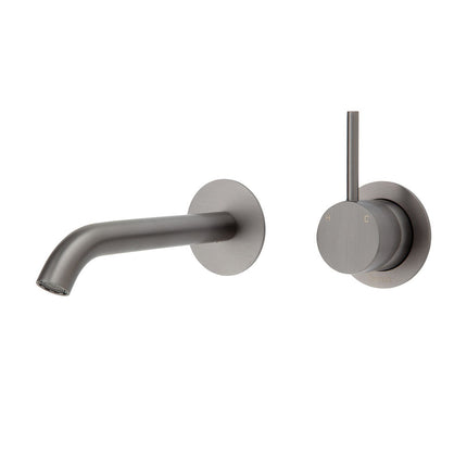 Fienza Kaya Up Wall Wall Basin Mixer Gunmetal Grey, Round Plates ,