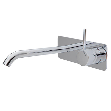 Fienza Kaya Up Wall Basin Mixer Chrome, Square Plate , 200mm