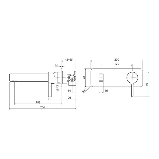 Fienza Sansa Wall Basin Mixer Set Brushed Nickel with Square Plate ,