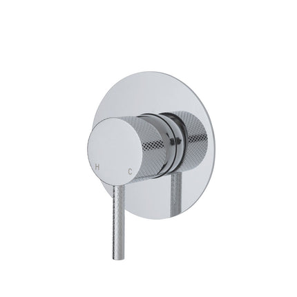 Fienza Axle Chrome Wall Shower Mixer, Round Plate , Large Plate