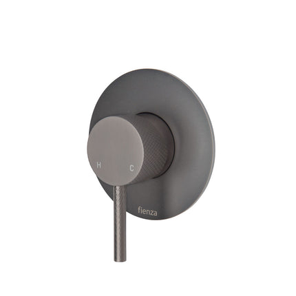 Fienza Axle Gun Metal Wall Shower Mixer, Round Plate , Large Plate