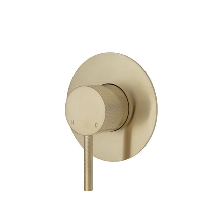 Fienza Axle Gold Wall Shower Mixer, Round Plate , Large Plate