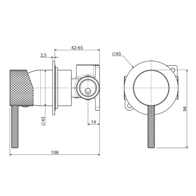 Fienza Axle Chrome Wall Shower Mixer, Round Plate ,