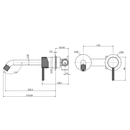 Fienza Axle Bath/Wall Basin Mixer Matte Black, Round Plates ,