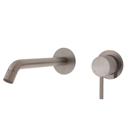 Fienza Axle Bath/Wall Basin Mixer Brushed Nickel, Round Plates , 200mm
