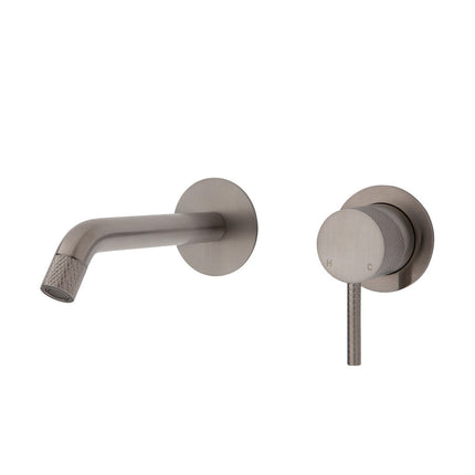 Fienza Axle Bath/Wall Basin Mixer Brushed Nickel, Round Plates , 160mm
