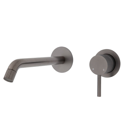 Fienza Axle Bath/Wall Basin Mixer Gunmetal Grey, Round Plates , 200mm