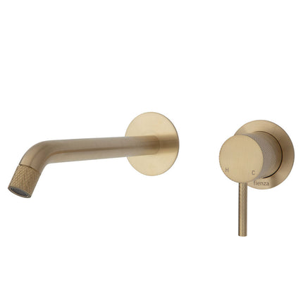 Fienza Axle Bath/Wall Basin Mixer Gold, Round Plates , 200mm