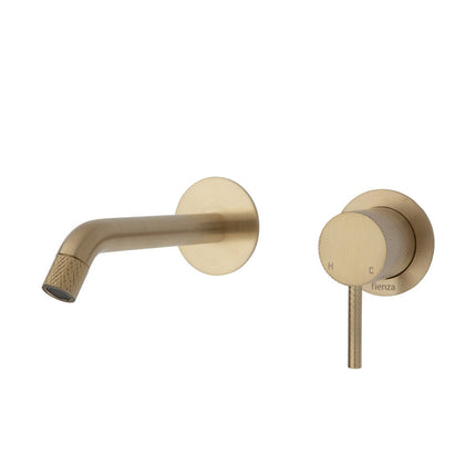 Fienza Axle Bath/Wall Basin Mixer Gold, Round Plates , 160mm