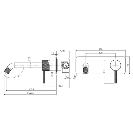 Fienza Axle Bath/Wall Basin Mixer Chrome, Square Plate ,