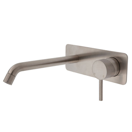 Fienza Axle Bath/Wall Basin Mixer Brushed Nickel, Square Plate , 200mm