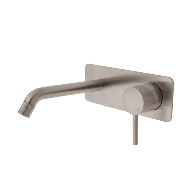 Fienza Axle Bath/Wall Basin Mixer Brushed Nickel, Square Plate , 160mm