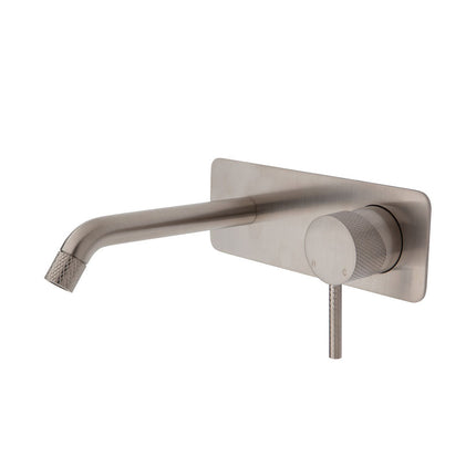 Fienza Axle Bath/Wall Basin Mixer Brushed Nickel, Square Plate , 160mm