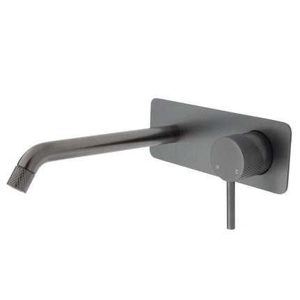 Fienza Axle Bath/Wall Basin Mixer Gunmetal Grey, Square Plate , 200mm