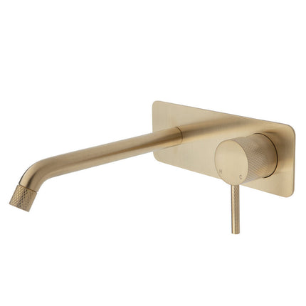 Fienza Axle Bath/Wall Basin Mixer Gold, Square Plate , 200mm