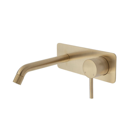 Fienza Axle Bath/Wall Basin Mixer Gold, Square Plate , 160mm