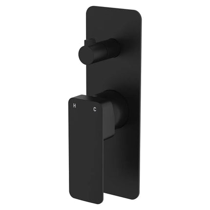 Fienza Tono Wall Diverter Mixer Square Plates Matte Black