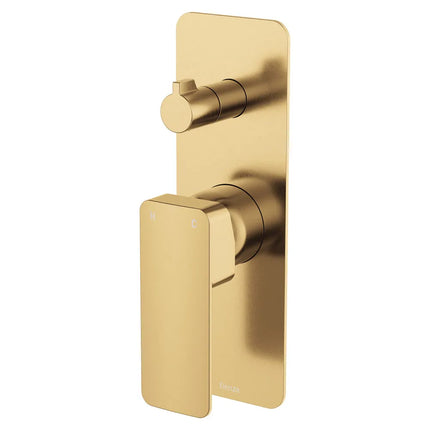 Fienza Tono Wall Diverter Mixer Square Plates Brass Gold