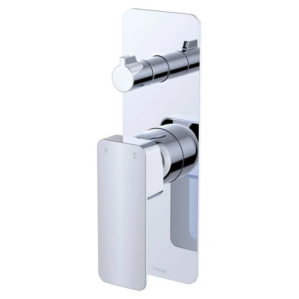 Fienza Tono Wall Diverter Mixer Square Plates Chrome