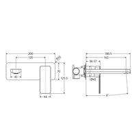 Fienza Tono Basin/Bath Wall Mixer Set Large Rectangular Plate Gun Metal Grey ,