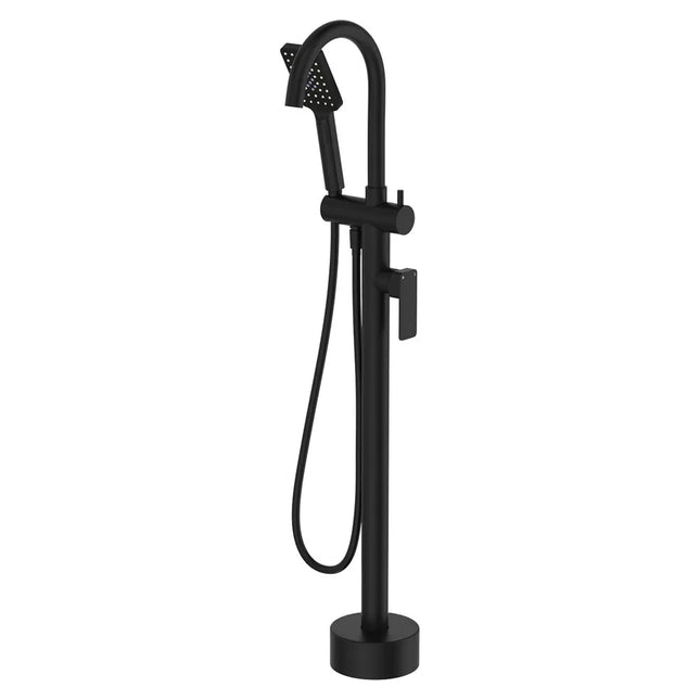 Fienza Tono Floor Mounted Bath Mixer with Hand Shower Matte Black ,