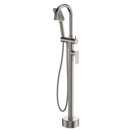 Fienza Tono Floor Mounted Bath Mixer with Hand Shower Brushed Nickel ,