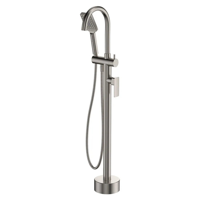 Fienza Tono Floor Mounted Bath Mixer with Hand Shower Brushed Nickel ,