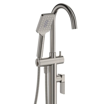 Fienza Tono Floor Mounted Bath Mixer with Hand Shower Brushed Nickel ,