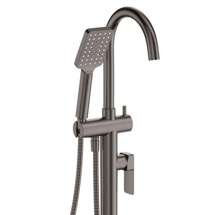 Fienza Tono Floor Mounted Bath Mixer with Hand Shower Gun Metal Grey ,