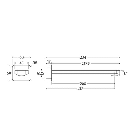 Fienza Tono Wall Basin/Bath Outlet Chrome ,