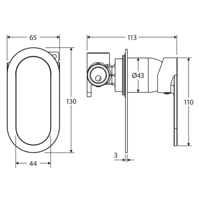 Fienza Empire Chrome Wall Shower Mixer, Large Plate